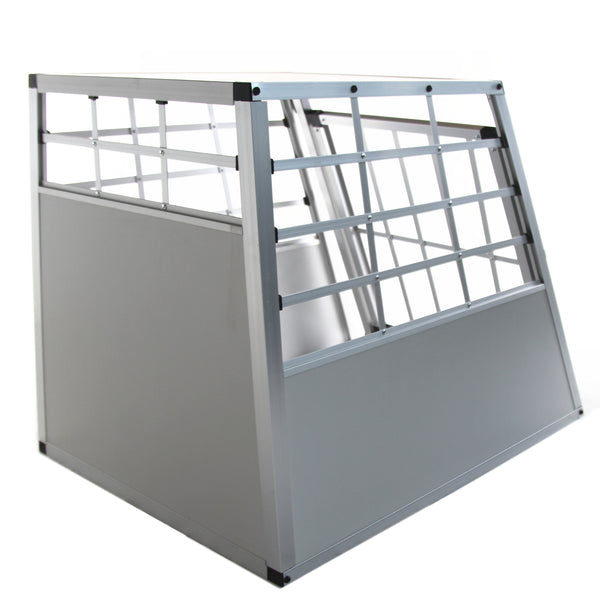 Grande trasportino per cani in alluminio grigio