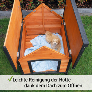 Hundehütte Luna L Wetterfest mit Dachluke