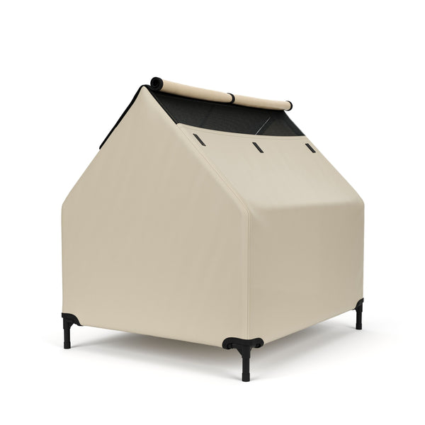 Hundehütte erhöht 90 x 65 cm beige