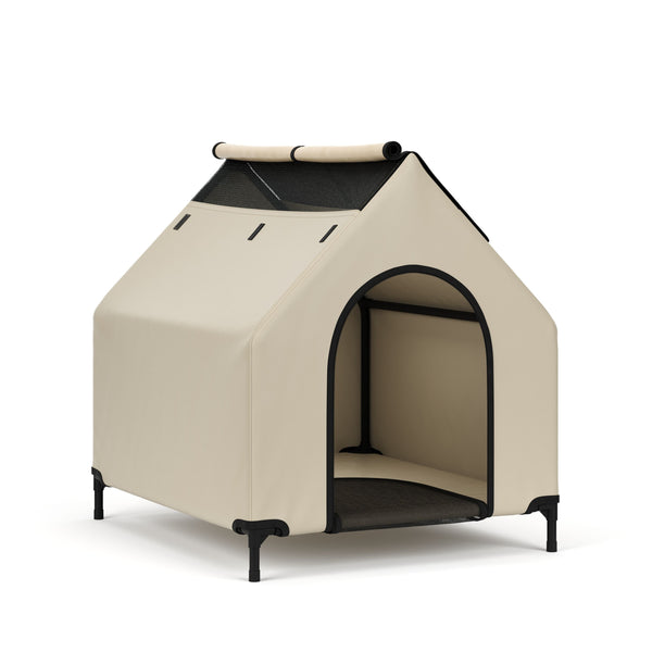 Hundehütte erhöht 90 x 65 cm beige