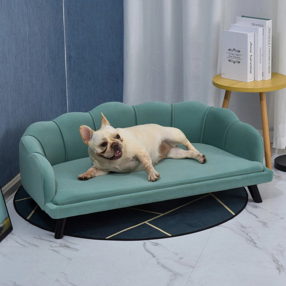 Dog sofa with soft cover, dog bed, green