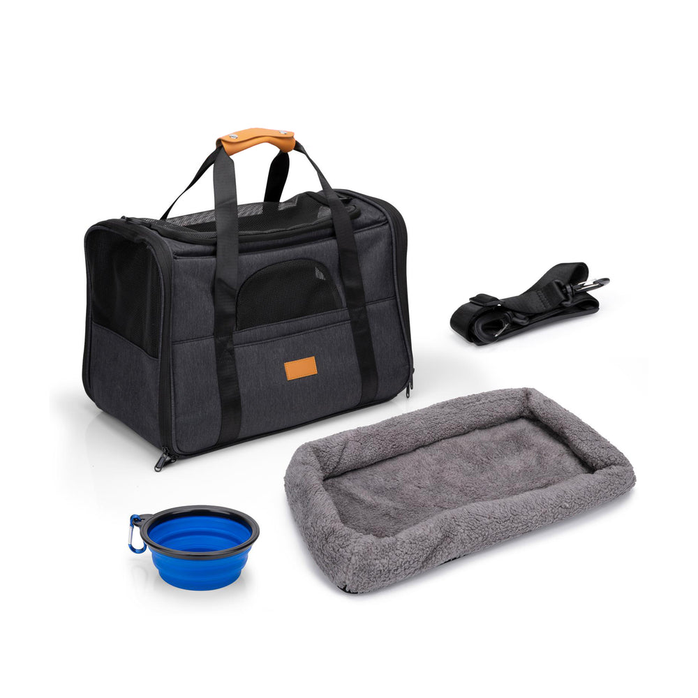 Dog carrier set, textile, 4-piece