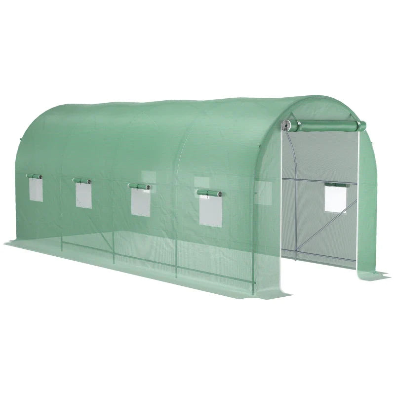 Gewächshaus 500x200x205cm Foliengewächshaus Tomatenhaus Tür mit Moskitonetz