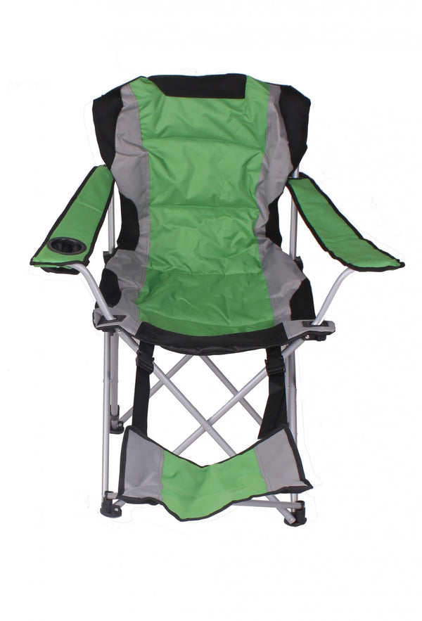 Sedia da campeggio di lusso con poggiapiedi, verde