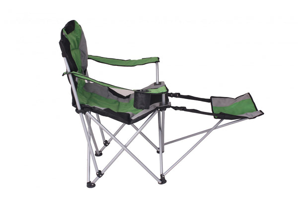 Sedia da campeggio di lusso con poggiapiedi, verde
