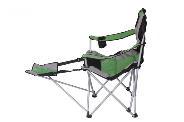 Sedia da campeggio di lusso con poggiapiedi, verde