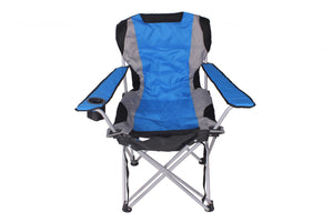 Sedia da campeggio di lusso con poggiapiedi, blu