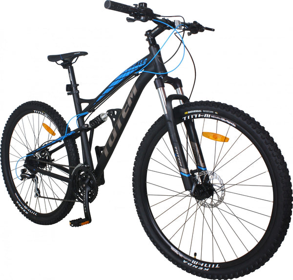 TOTEM vollgefedertes Mountainbike, schwarz/blau - Rahmen: 46cm