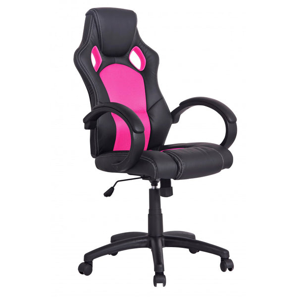 Chaise de bureau, siège de sport, fauteuil de direction, rose