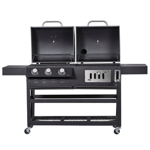 Kombigrill Gas 3+1 Brenner und Holzkohle BBQ