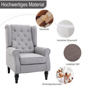 Einzelsessel Relaxsessel Ohrensessel Akzentsessel mit Tufting Polyester Grau