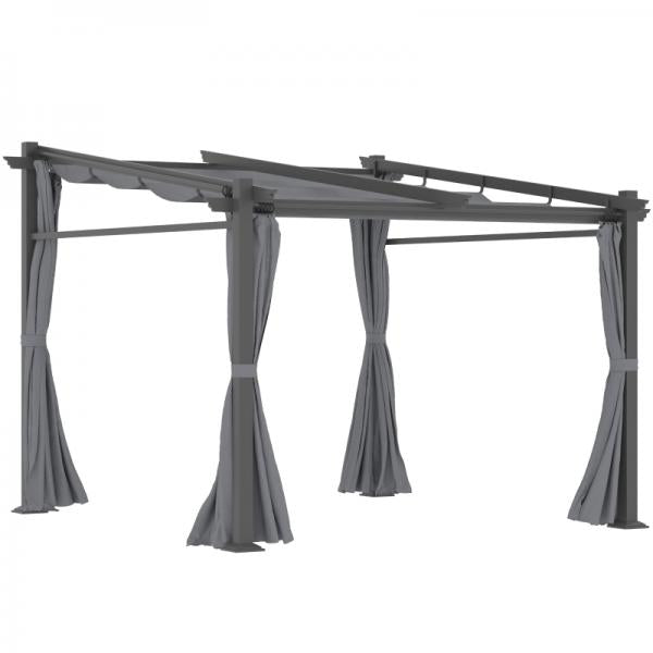 Pavillon Pergola, inklusive Befestigungsmaterial, ausziehbares Dach, Dunkelgrau