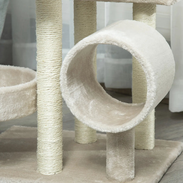 Kratzbaum Katzenbaum Kletterbaum Spielzeug Tunnel Beige L50 x B40 x H105 cm