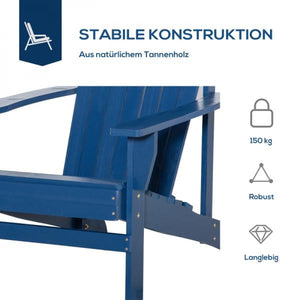 Adirondack-Gartenstuhl mit Becherhalter Gartenliege Balkonstuhl Massivholz Blau