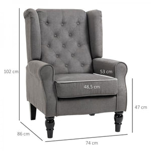 Einzelsessel Relaxsessel Ohrensessel Einzelstuhl Akzentsessel mit Tufting Holzfüsse Polyester Dunkelgrau 74 x 86 x 102 cm