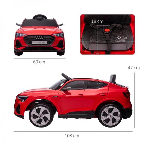 Kinder-Elektroauto, bis 5 km/h, mit Sicherheitsgurt, Fernbedienung Musikfunktion, rot
