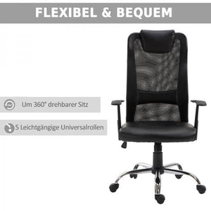 Bürostuhl Drehstuhl höhenverstellbar ergonomisch PU schwarz