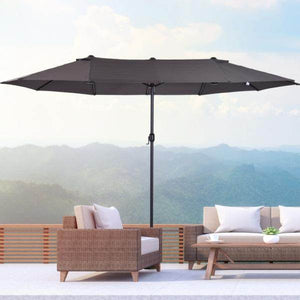 Sonnenschirm Doppelsonnenschirm Terrassenschirm mit Handkurbel Grau Oval