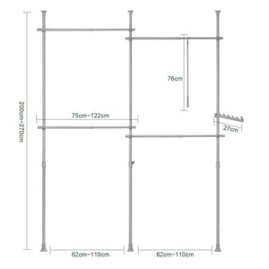 Teleskop Kleiderstange | Kleiderstangen System | Regalsystem | Hellgrau | KLS03-HG