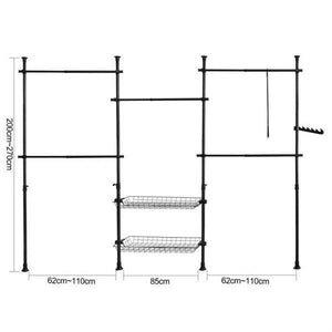 Teleskop Kleiderstange Kleiderstangen System Regalsystem Schwarz KLS04-SCH