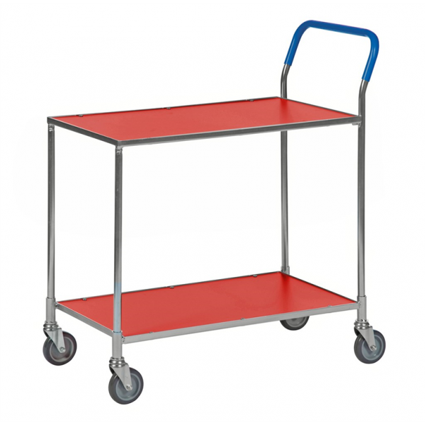 Tischwagen 2 Böden, bis 150kg belastbar, 4 Lenkrollen, rot