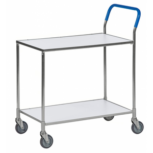 Tischwagen 2 Böden, bis 150kg belastbar, 4 Lenkrollen, weiss