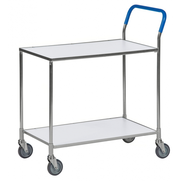 Tischwagen 2 Böden, bis 150kg belastbar, 4 Lenkrollen, weiss