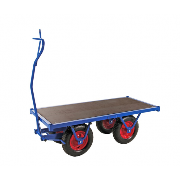 Schwerlastwagen bis 1500kg belastbar, 4 Bockrollen, Deichselbremse, blau