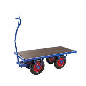Schwerlastwagen bis 1500kg belastbar, 4 Bockrollen, Deichselbremse, blau