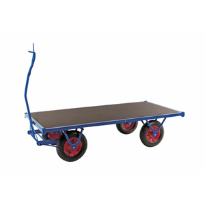 Schwerlastwagen bis 1500kg belastbar, 4 Bockrollen, Deichselbremse, blau