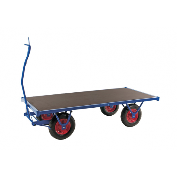 Schwerlastwagen bis 1500kg belastbar, 4 Bockrollen, Deichselbremse, blau