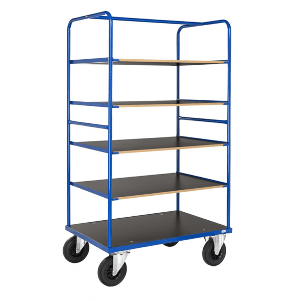 Plattformwagen Multi-Etagenwagen, 5 Böden, bis 500kg belastbar, 2 Bockrollen, 2 Lenkrollen
