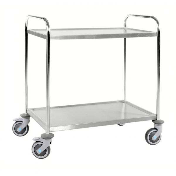 Edelstahlwagen 2 Böden C3, 18/8, bis 100kg belastbar, 4 Lenkrollen, 2 davon mit Bremse