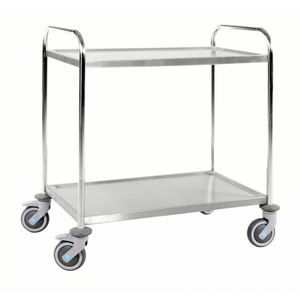Edelstahlwagen 2 Böden C3, 18/8, bis 100kg belastbar, 4 Lenkrollen, 2 davon mit Bremse