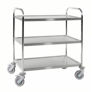 Edelstahlwagen 3 Böden C3, 18/8, bis 100kg belastbar, 4 Lenkrollen, 2 davon mit Bremse
