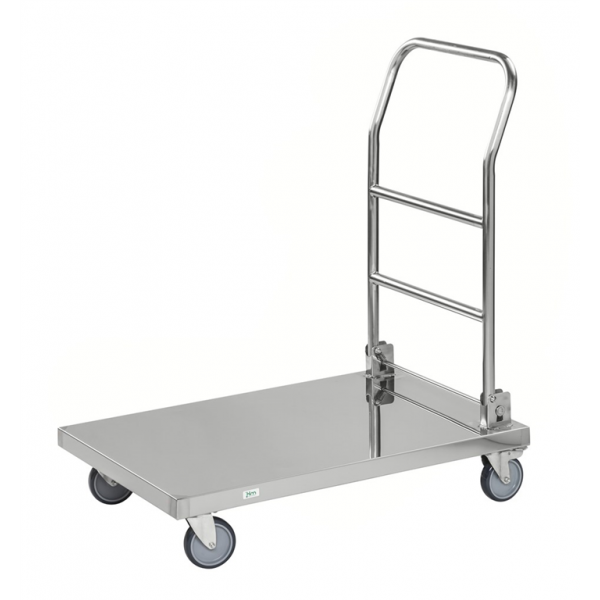 Edelstahl Plattformwagen mit höhenverstellbarem Griff, Klasse C2 Edelstahl 18/0