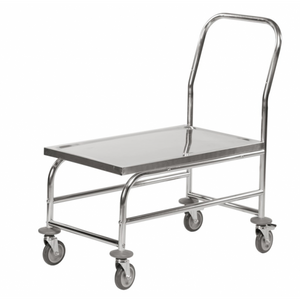 Edelstahlwagen Plattformwagen C2, 18/0, bis 100kg belastbar, 4 Lenkrollen, 2 davon mit Bremse