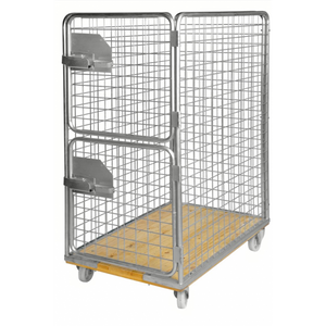 Rollcontainer mit Holzboden, bis 800kg belastbar, 2 Bockrollen, 2 Lenkrollen