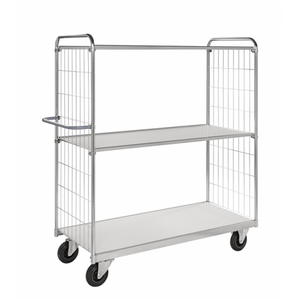 Etagenwagen 3 Böden, bis 300kg belastbar, 2 Bockrollen, 2 Lenkrollen, verzinkt