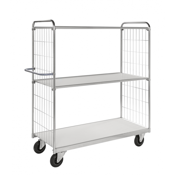 Etagenwagen 3 Böden, bis 300kg belastbar, 2 Bockrollen, 2 Lenkrollen, verzinkt