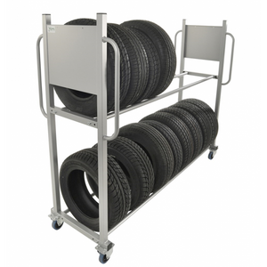 Karren Reifentransportwagen, bis 300kg belastbar, 2 Bockrollen, 2 Lenkrollen, grau