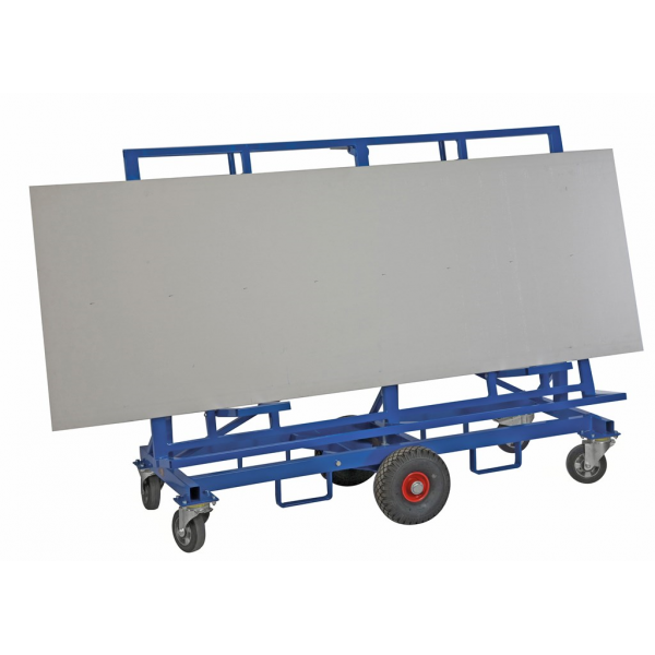 Plattenhalter Baustellenwagen Plattenwagen, bis 500kg belastbar, 2 Bockrollen, 4 Lenkrollen 2 davon mit Bremse