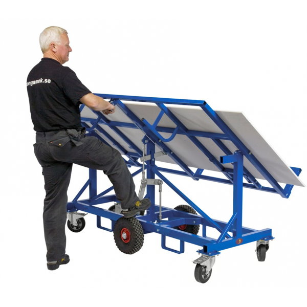 Plattenhalter Baustellenwagen Plattenwagen, bis 500kg belastbar, 2 Bockrollen, 4 Lenkrollen 2 davon mit Bremse