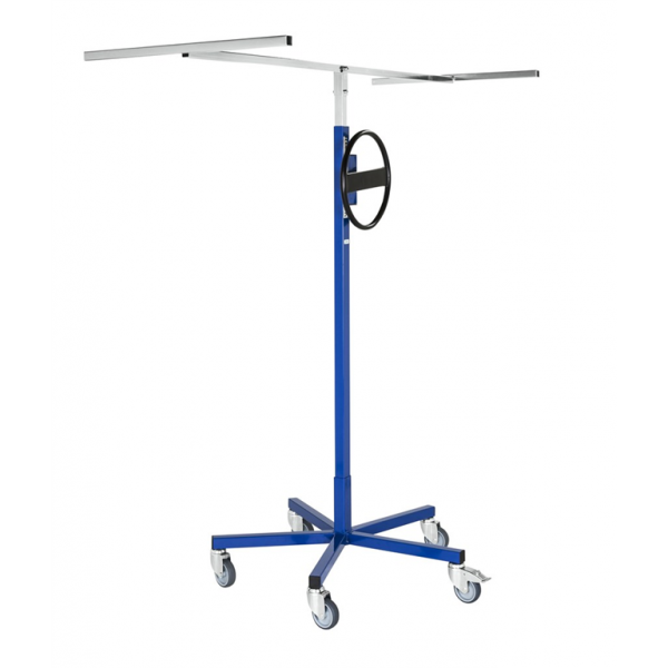 Baustellenwagen Plattenlift, bis 70kg belastbar, 5 Lenkrollen, 1 davon mit Bremse, blau