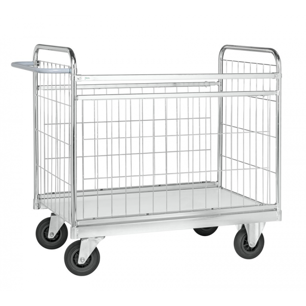 Paketwagen bis 300kg belastbar, 2 Bockrollen, 2 Lenkrollen mit Bremse, verzinkt
