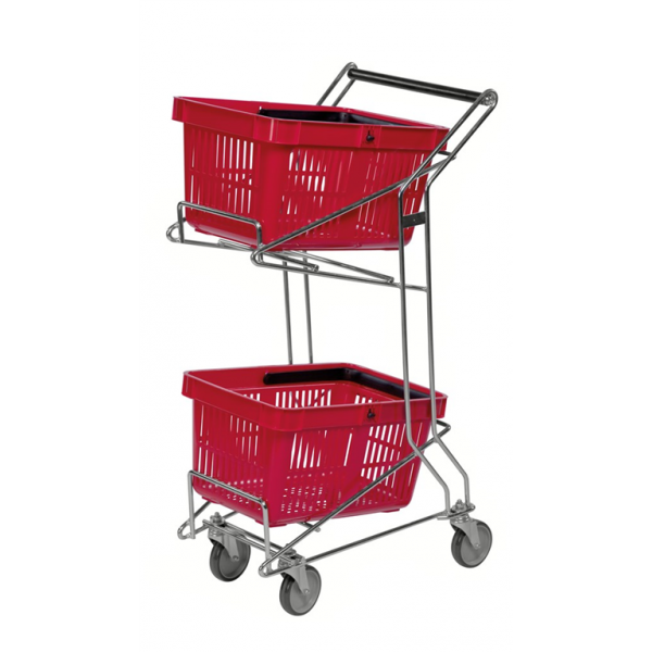 Gitterwagen Einkaufswagen, bis 60kg belastbar, 4 Lenkrollen, verzinkt