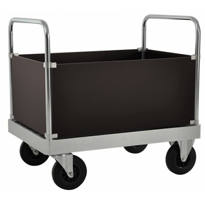 Plattformwagen Kofferwagen, bis 800kg belastbar, 2 Bockrollen, 2 Lenkrollen, silber