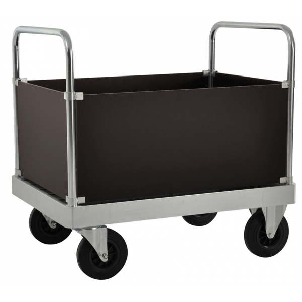 Plattformwagen Kofferwagen, bis 800kg belastbar, 2 Bockrollen, 2 Lenkrollen, silber