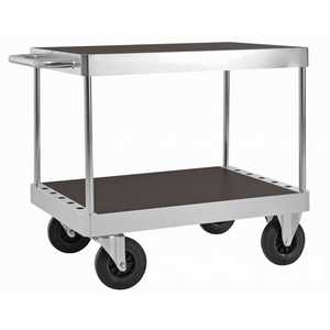 Plattformwagen Tischwagen, 2 Böden, bis 800kg belastbar, 2 Bockrollen, 2 Lenkrollen