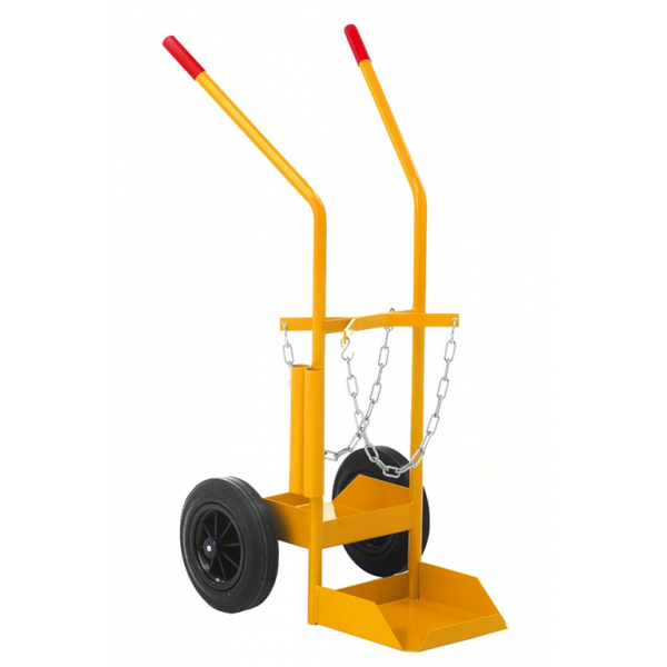 Karren Gasflaschenwagen, bis 150kg belastbar, Vollgummiräder 250x60mm, gelb